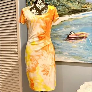 Calvin Klein lined side runched dress.